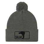 Salah Classic Black Logo Embroidered Pom-Pom Beanie