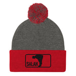 Salah Classic Black Logo Embroidered Pom-Pom Beanie