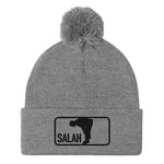 Salah Classic Black Logo Embroidered Pom-Pom Beanie