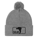 Salah Classic Black Logo Embroidered Pom-Pom Beanie