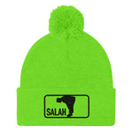 Salah Classic Black Logo Embroidered Pom-Pom Beanie